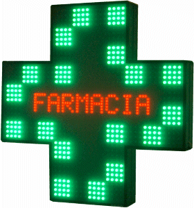 croce a led per farmacia con testo scorrevole